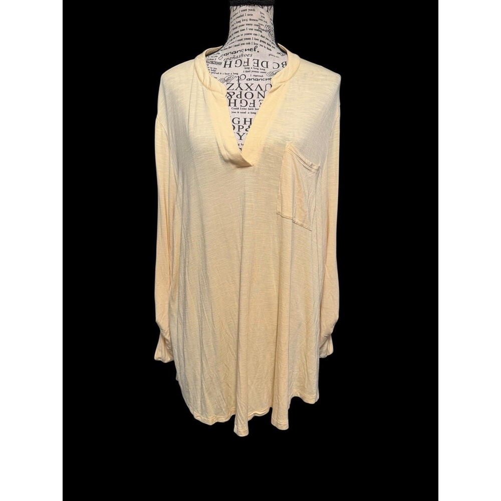 Soft Surroundings Eliana Top Womens Plus 2X Peach Rolled Sleeve Pocket Pullover